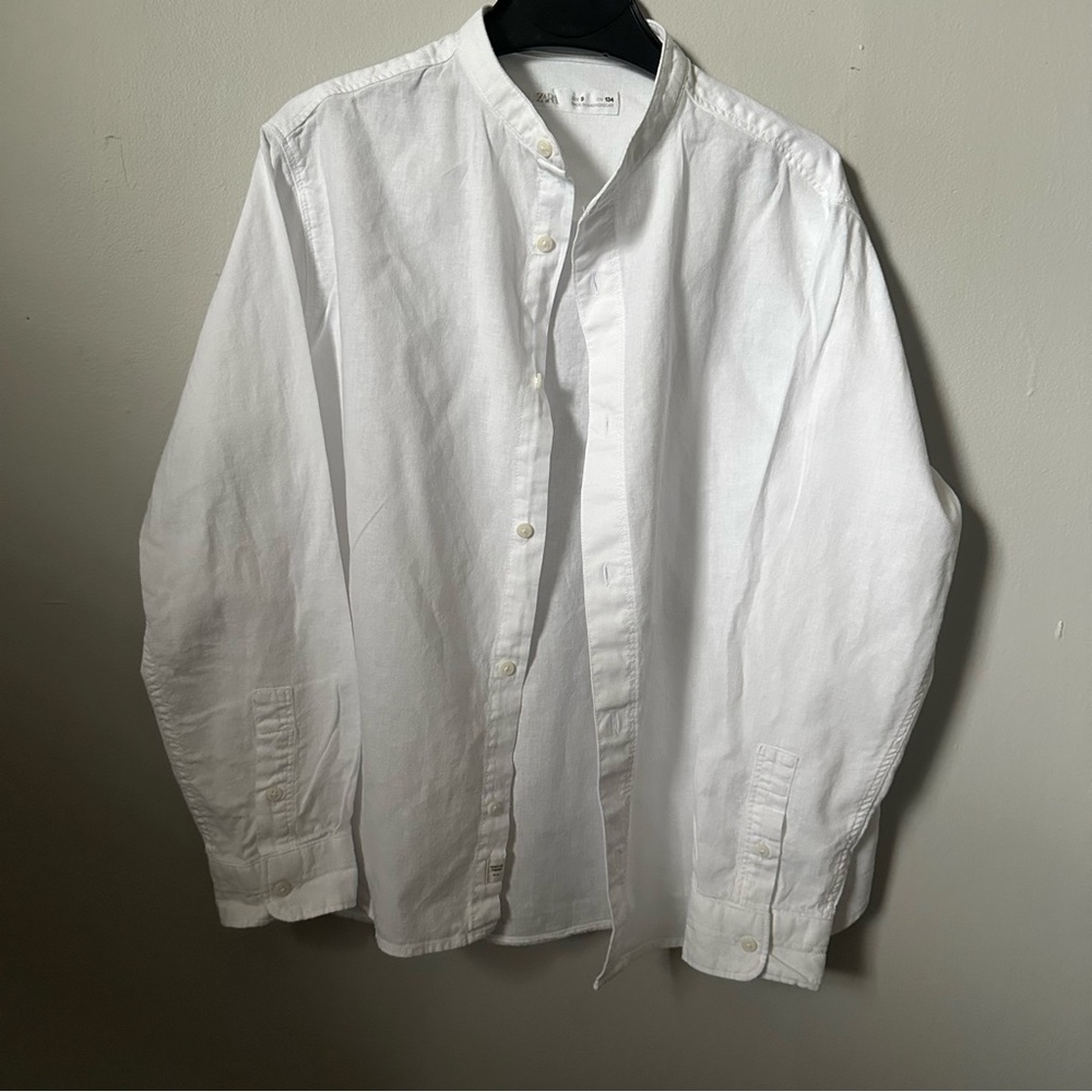 Zara boys White limen Button-Up Shirt